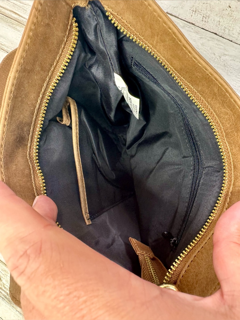 Estalon Brown Genuine Leather Crossbody Messenger Bag Zip Top Adjustable Strap - Picture 7 of 10